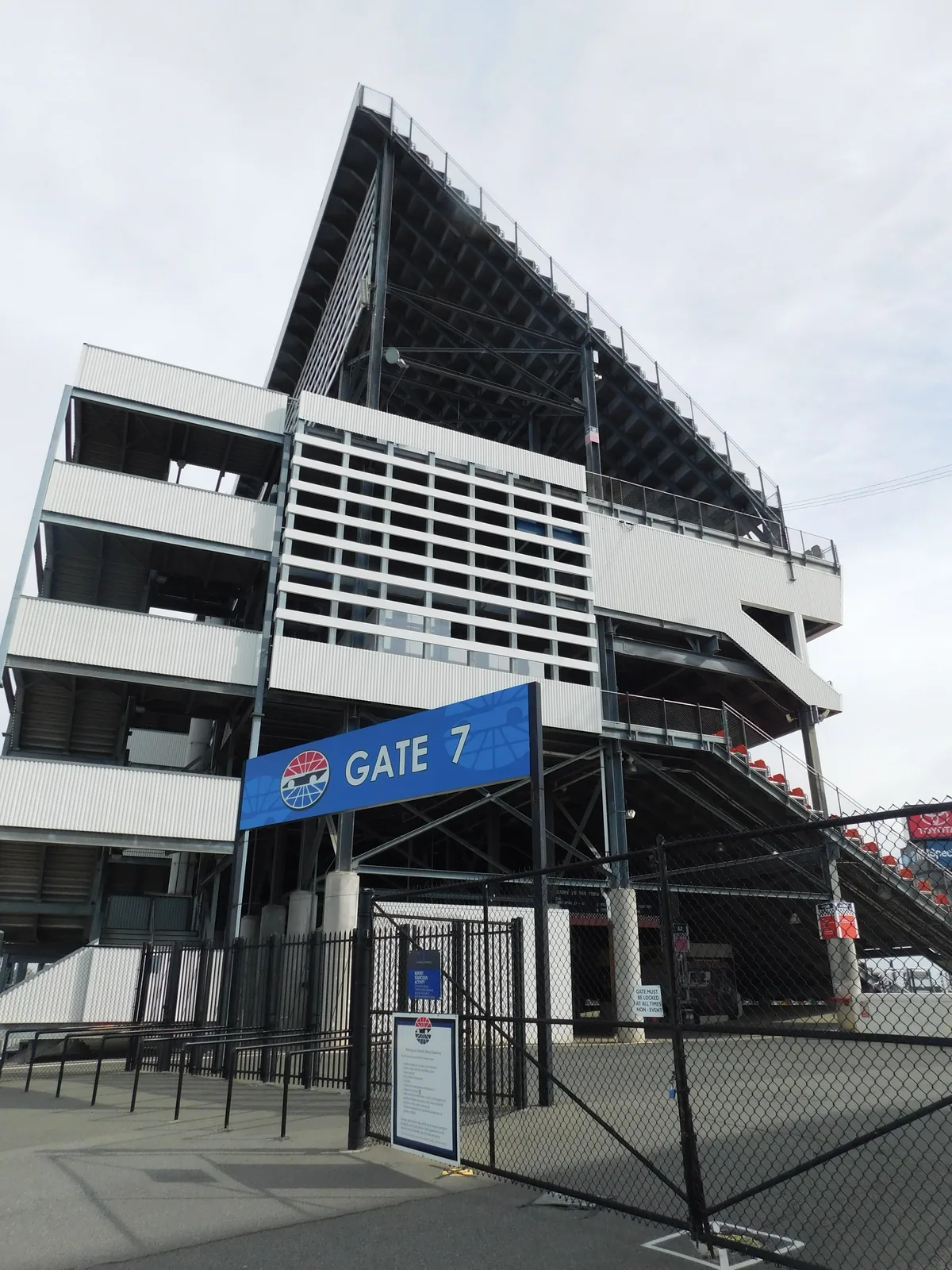 Gate 7 and grandstand exterior at Charlotte Motor Speedway