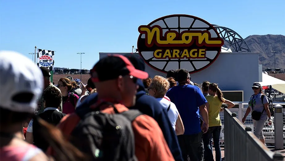 Fans viewing the Neon Garage area at Las Vegas Motor Speedway