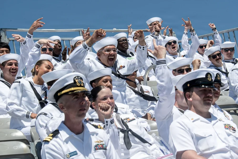U.S. Navy sailors watching the 2026 NASCAR O’Reilly Auto Parts Series race at Naval Base Coronado