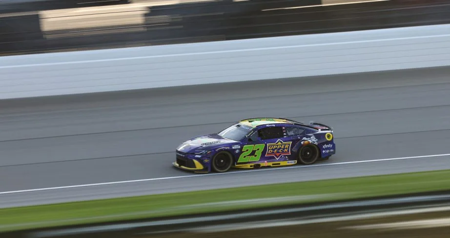 Bubba Wallace's No. 23 Toyota racing at Chicagoland Speedway in 2026