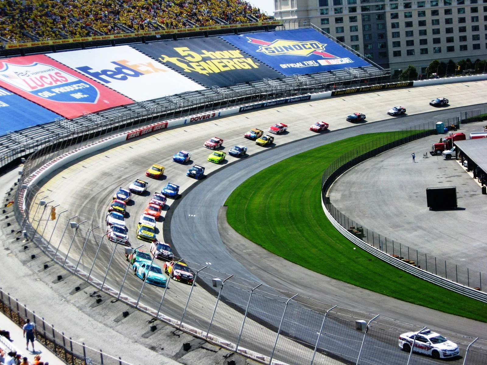 NASCAR Cup Series field following the pace car during a caution